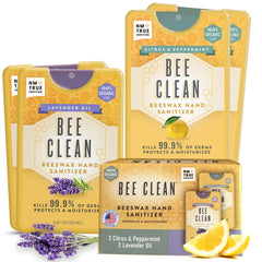 Bee Clean frontal del pack mostrando cuatro sprays y beneficio portátil