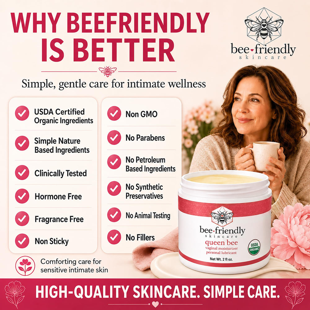 BeeFriendly tamaño 2 oz comparado con mano para escala portátil