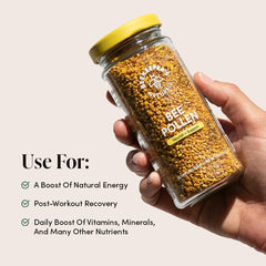 Beekeeper's Naturals cuchara con polen listando porciones y facilidad de uso