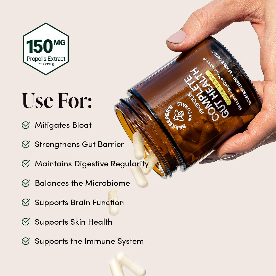 Beekeeper's Naturals frasco junto a una regla para comparar tamaño y cantidad