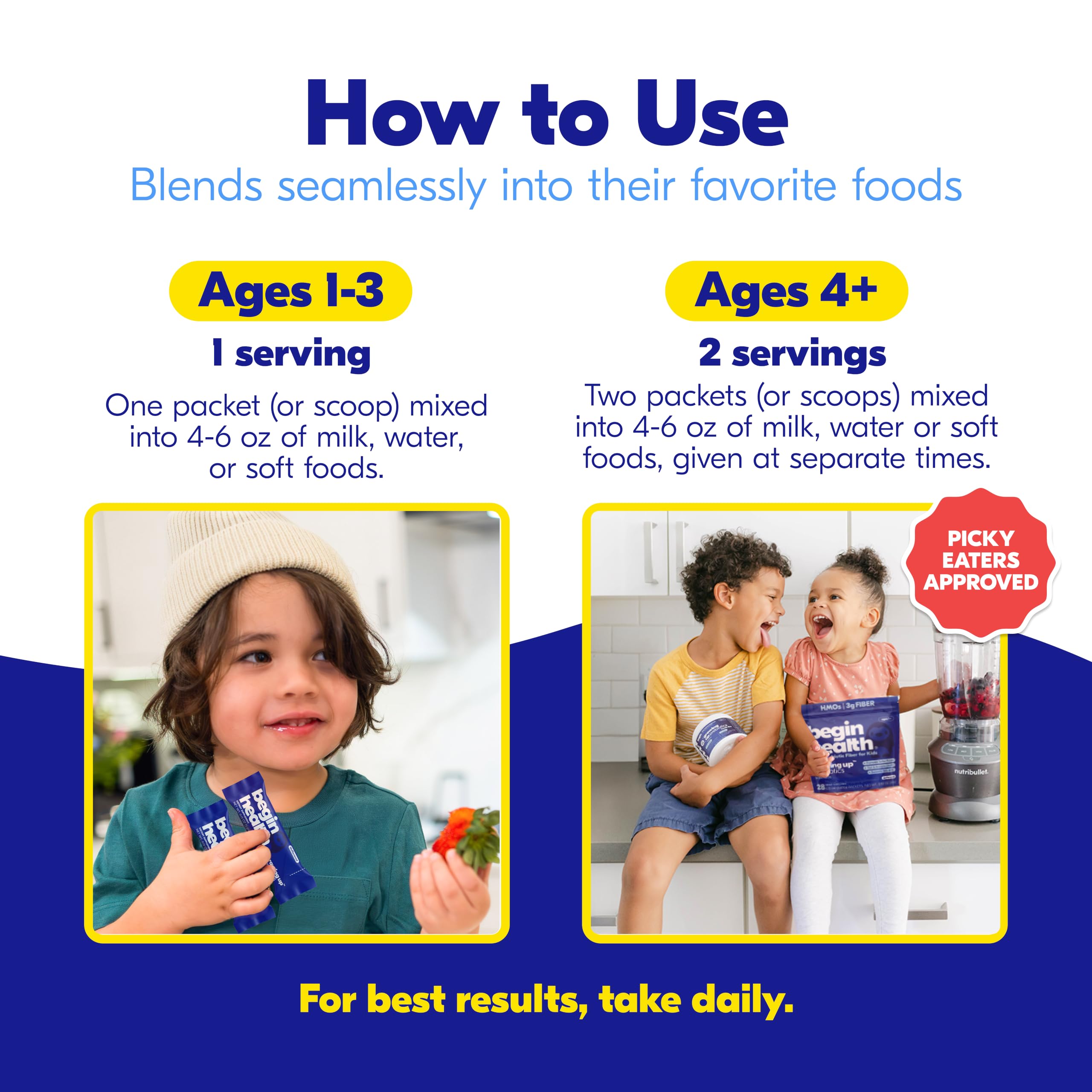 Begin Health polvo integrado en puré infantil, ideal para niños selectivos