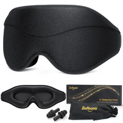 BeHoomi mascarilla frontal en negro muestra bloqueo de luz completo