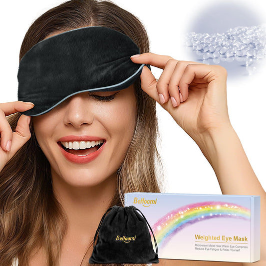 BeHoomi mascarilla ojos frontal mostrando bloqueo de luz y confort