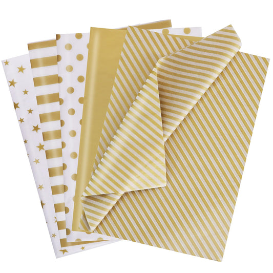 BEISHIDA empaque frontal con 100 hojas de papel seda blanco y dorado, presentación profesional
