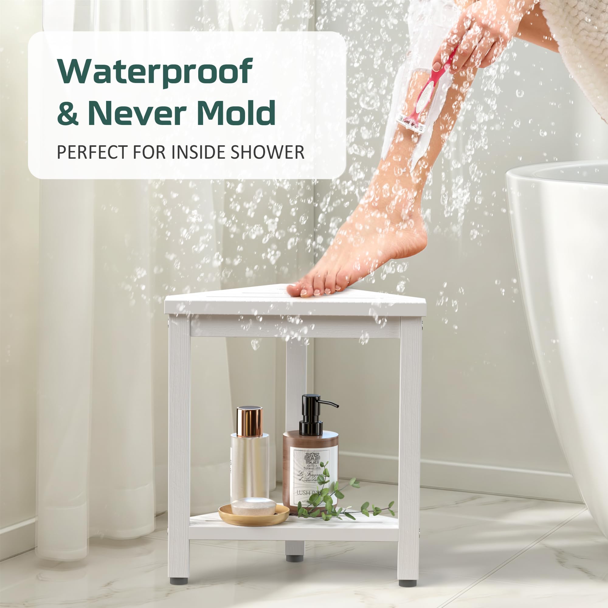 BEKVEM doble repisa con productos de baño para organización efectiva