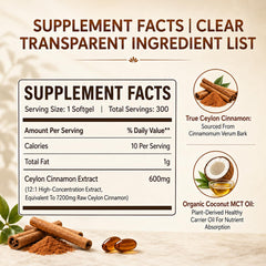 Belano ingredientes canela de Ceilán y MCT en primer plano, calidad visible