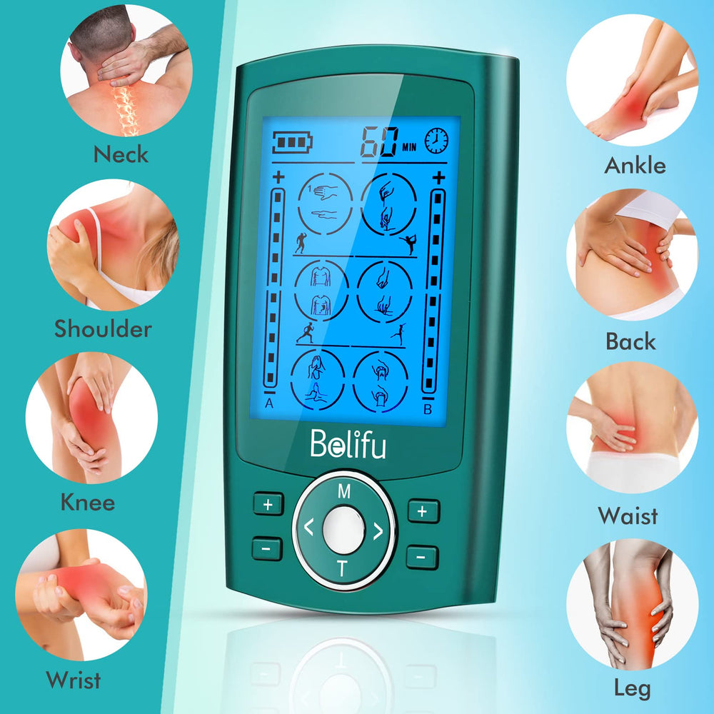 Belifu detalle de la pantalla y botones mostrando modos e intensidad, control preciso