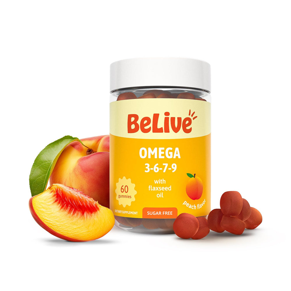 BeLive envase frontal mostrando gomitas veganas y beneficios esenciales