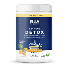 Bella All Natural frasco frontal mostrando etiqueta y beneficio digestivo