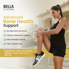 Bella All Natural gotas añadidas a un vaso para uso diario práctico