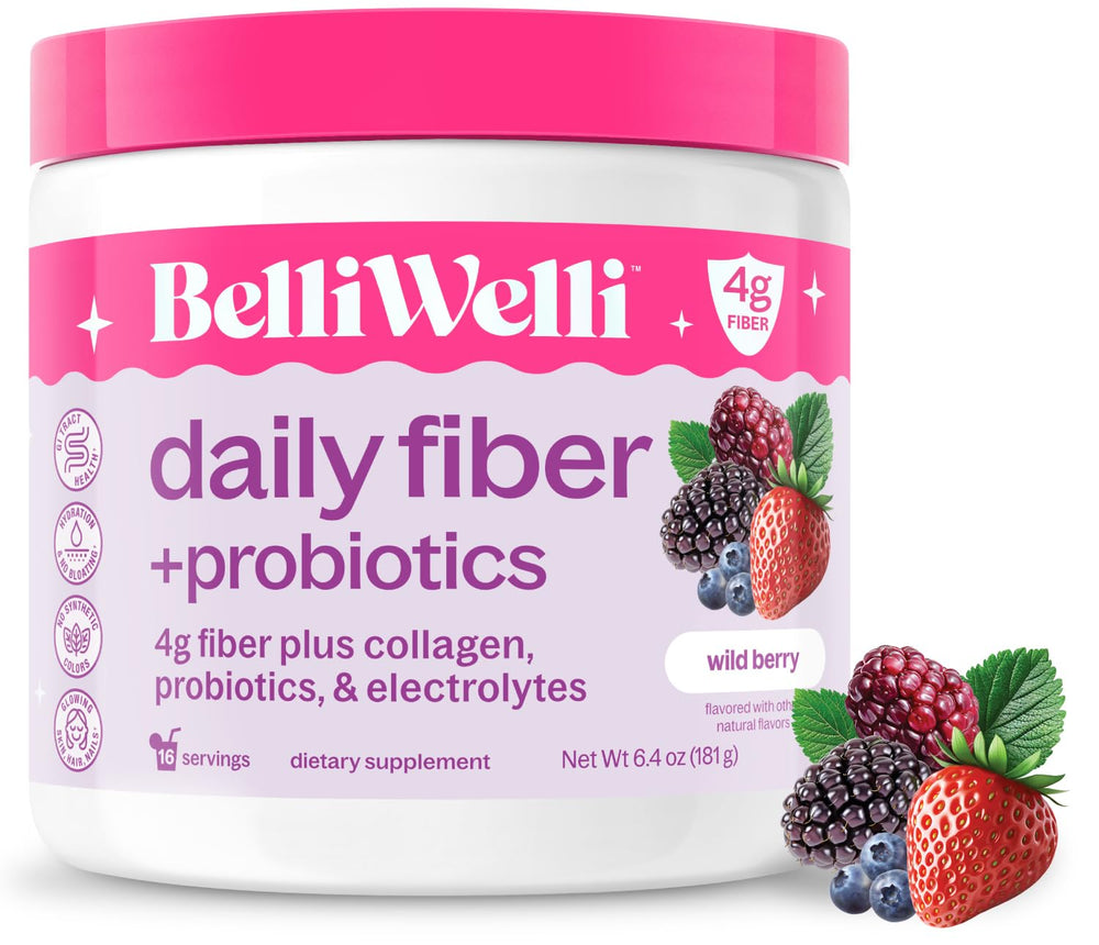 Belli Welli envase frontal Wild Berry, etiqueta clara y beneficios visibles