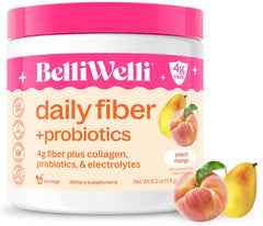 Belli Welli envase frontal mostrando sabor Peach Mango y beneficio digestivo