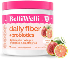Belli Welli tarro frontal tropical mostrando etiqueta clara y beneficios