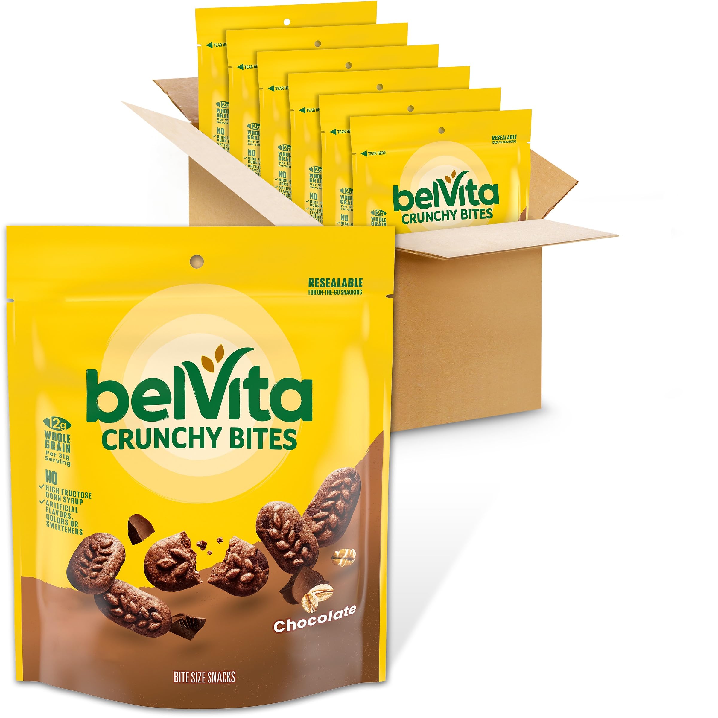 belVita empaque frontal mostrando caja y bolsas, conveniencia inmediata