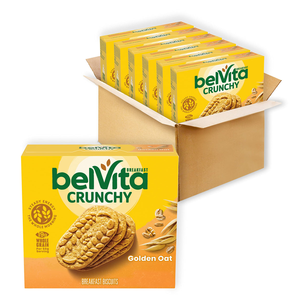 belVita paquete frontal mostrando cajas y conveniencia para desayuno