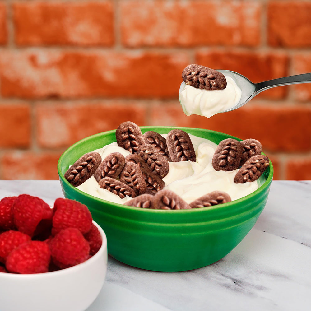 belVita primer plano de textura crujiente y chocolate, atractivo y snackable