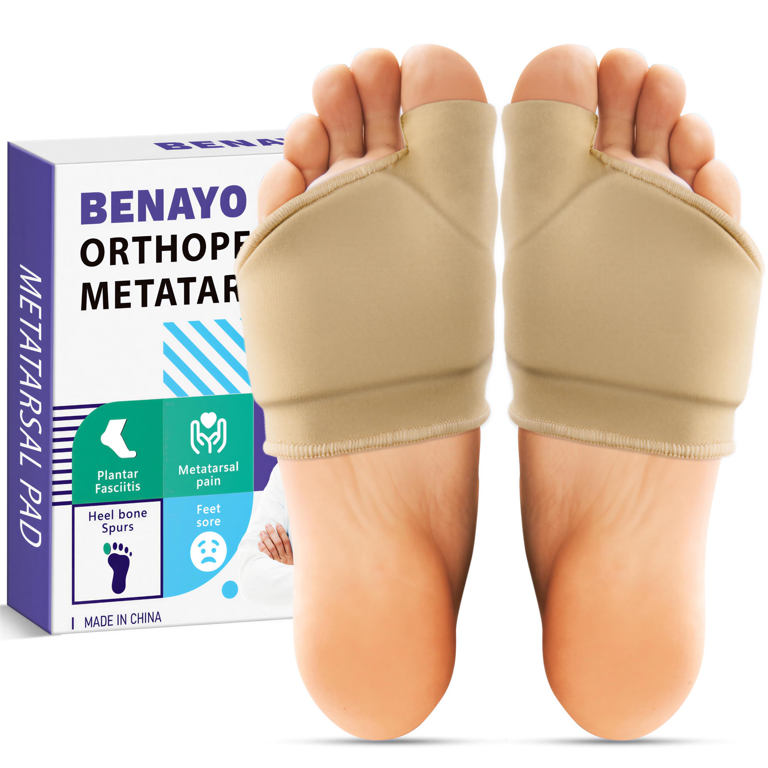 BENAYO vista frontal del pack con almohadillas para confort inmediato