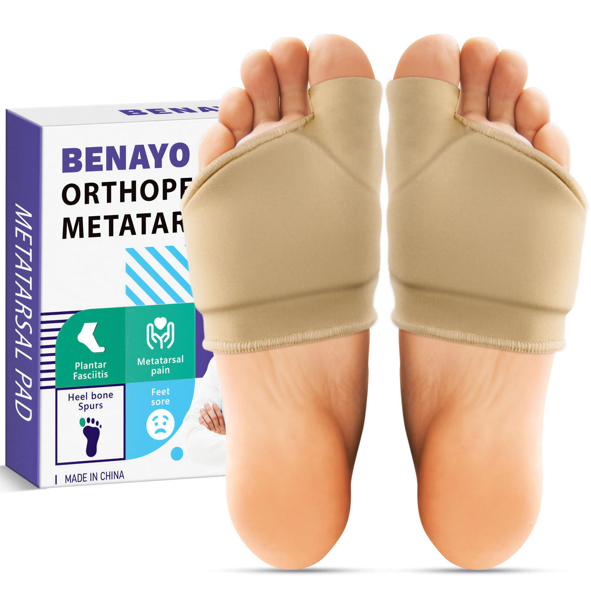 BENAYO vista frontal del pack con almohadillas para confort inmediato