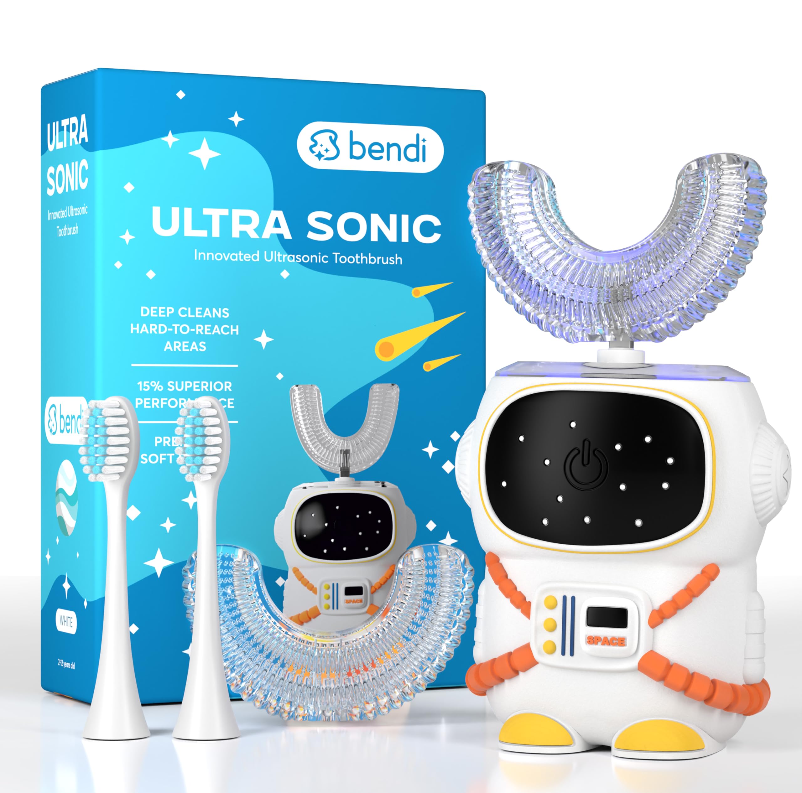 Bendi astronauta frontal mostrando diseño atractivo para motivar cepillado