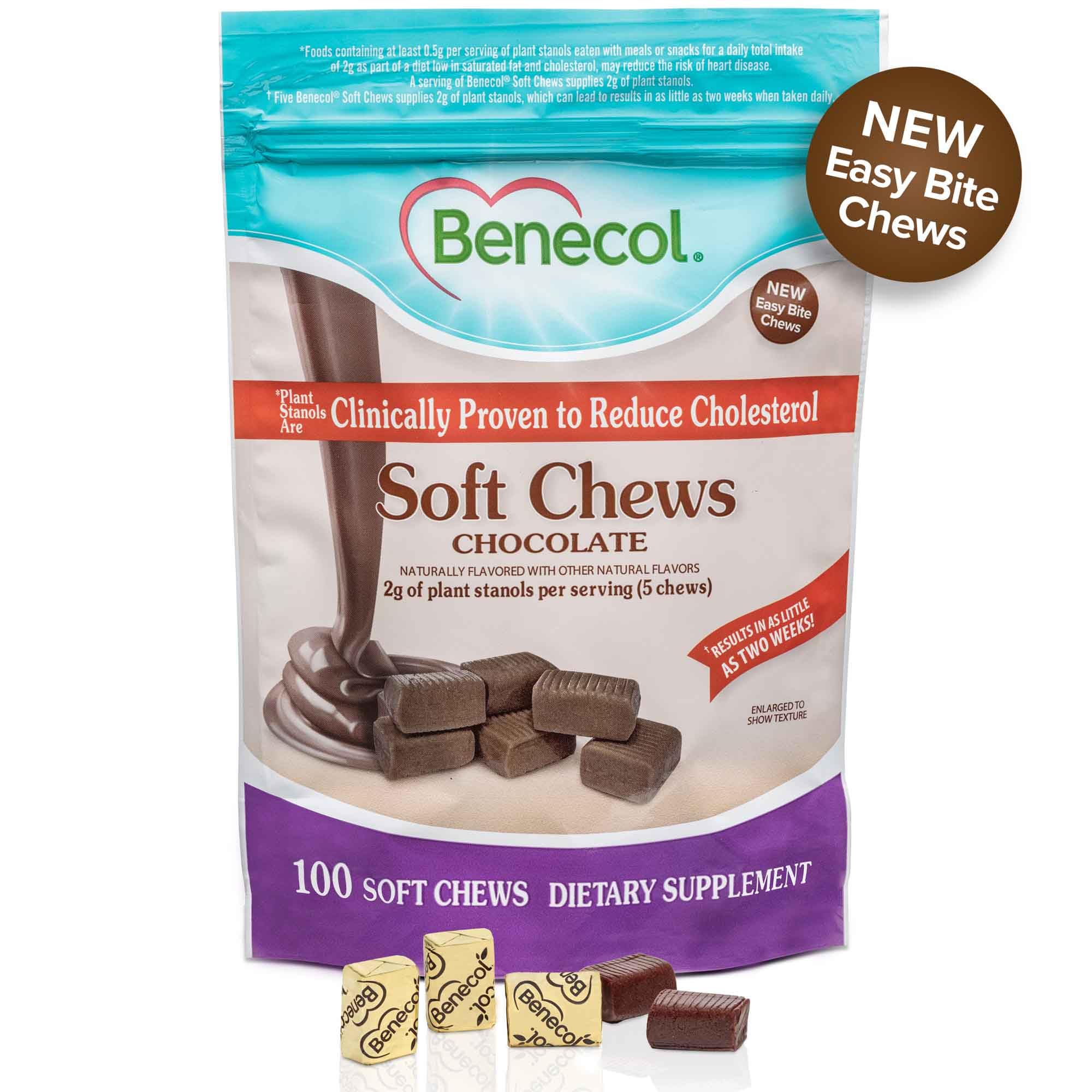 Benecol textura cercana del masticable mostrando suavidad apetecible