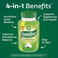 Benefiber caplet en mano que ilustra tamaño fácil de tragar y portabilidad