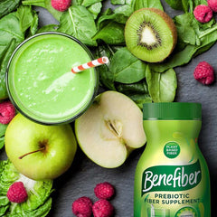 Benefiber en vaso mezclado en batido sin alterar sabor