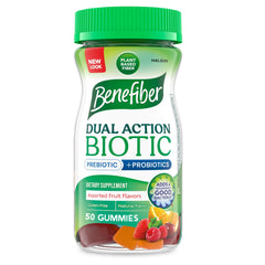 Benefiber frasco frontal 50 ct mostrando la presentación y beneficio de fibra diaria
