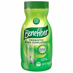 Benefiber frasco frontal mostrando etiqueta clara y beneficios
