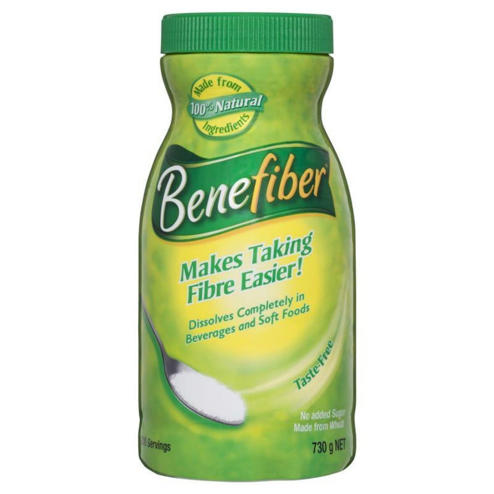 Benefiber frente del envase mostrando formato jumbo y conveniencia