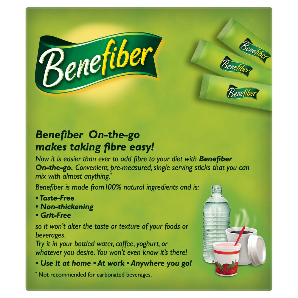 Benefiber polvo en primer plano mostrando textura fina y homogénea