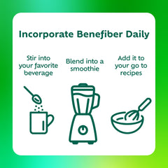 Benefiber polvo disuelto en agua claro y sin residuos visibles