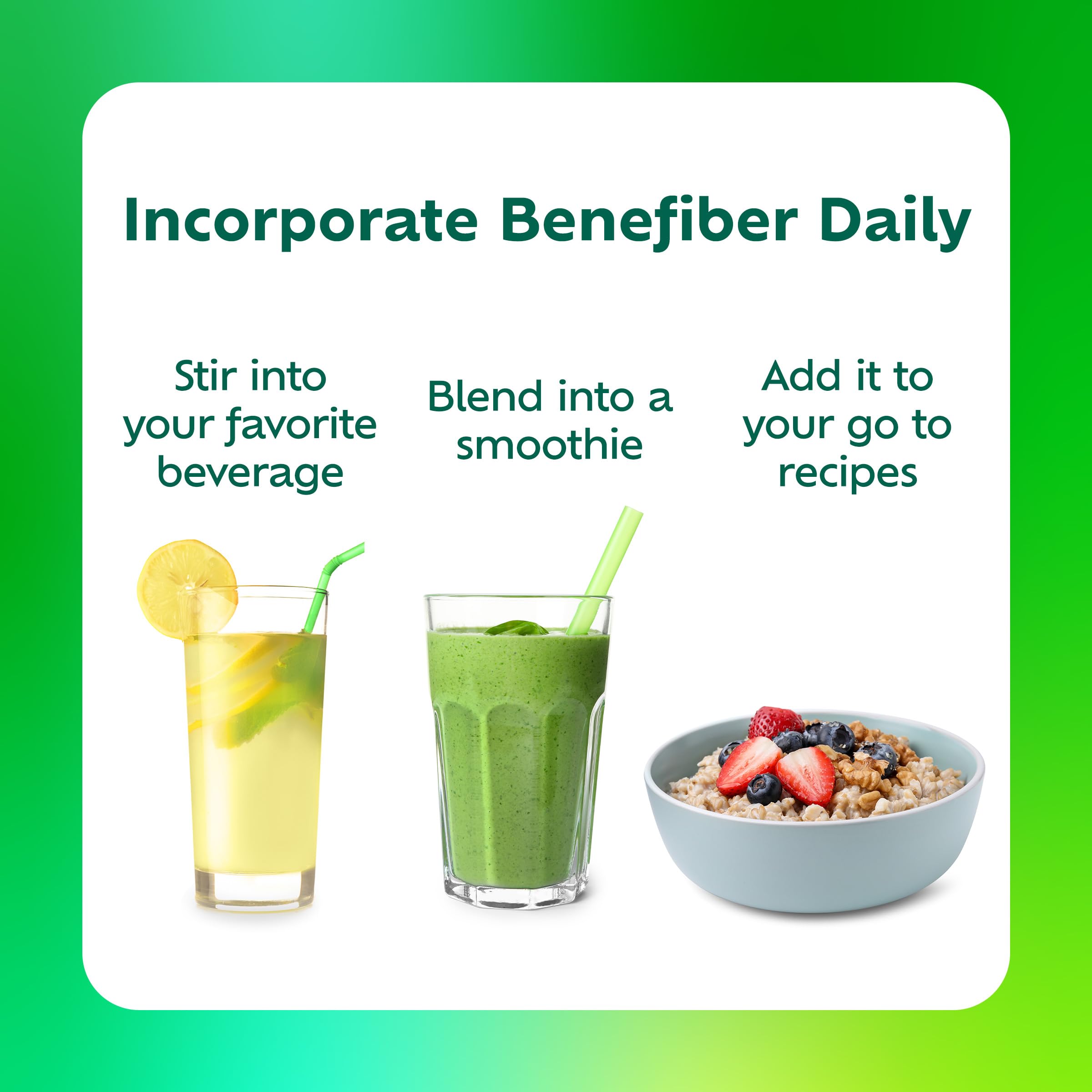 Benefiber servido en mesa de desayuno demostrando integración en rutina diaria