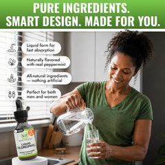 Benevolent Nourishment junto a hojas de menta y frutas en cocina saludable