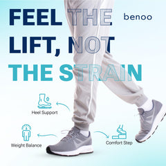 benoo primer plano del talón con soporte estable y confortable