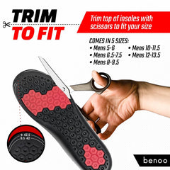 benoo etiqueta y materiales mostrando espuma transpirable y durabilidad