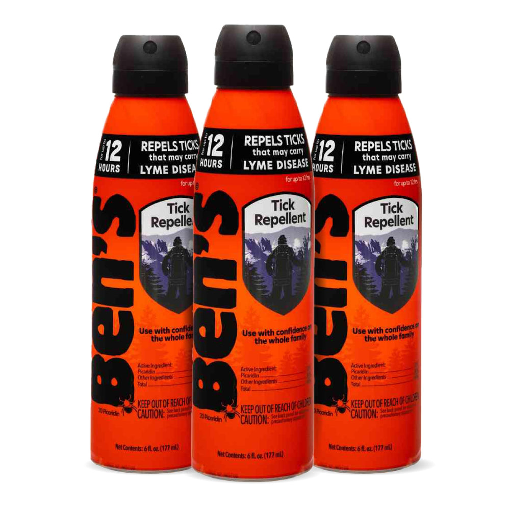 Ben's aerosol frente del paquete de tres mostrando envases y ventaja de duración