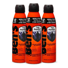 Ben's aerosol frente del paquete de tres mostrando envases y ventaja de duración