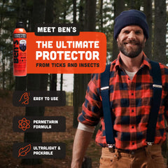 Ben's etiqueta con 0,5% permethrin y datos de seguridad claros