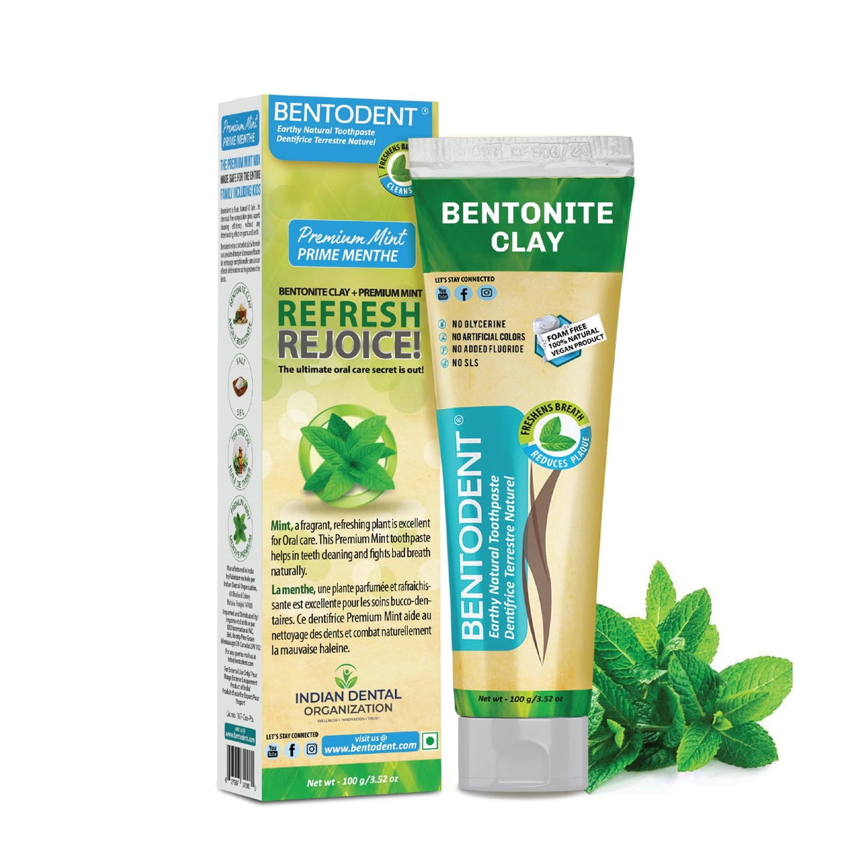 Bentodent frontal del tubo mostrando el diseño y beneficio natural