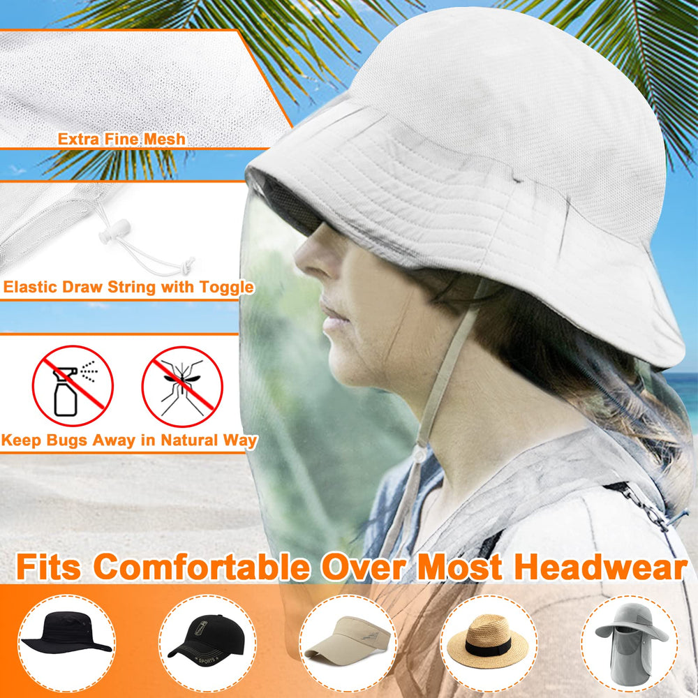 Benvo red colocada sobre sombrero durante excursion al aire libre para máxima protección