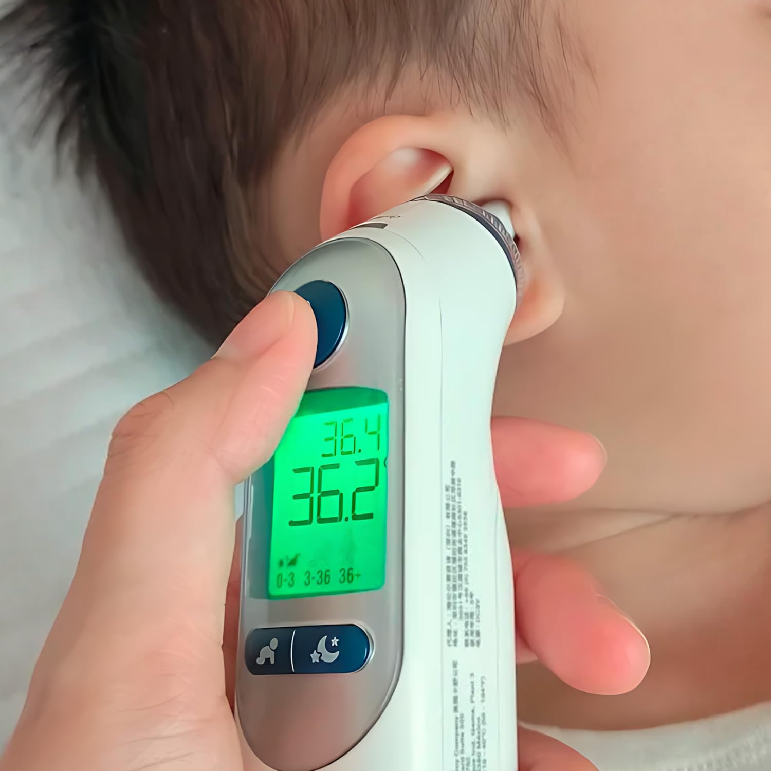 BEPEPFUL escena familiar midiendo temperatura, práctico para hogares