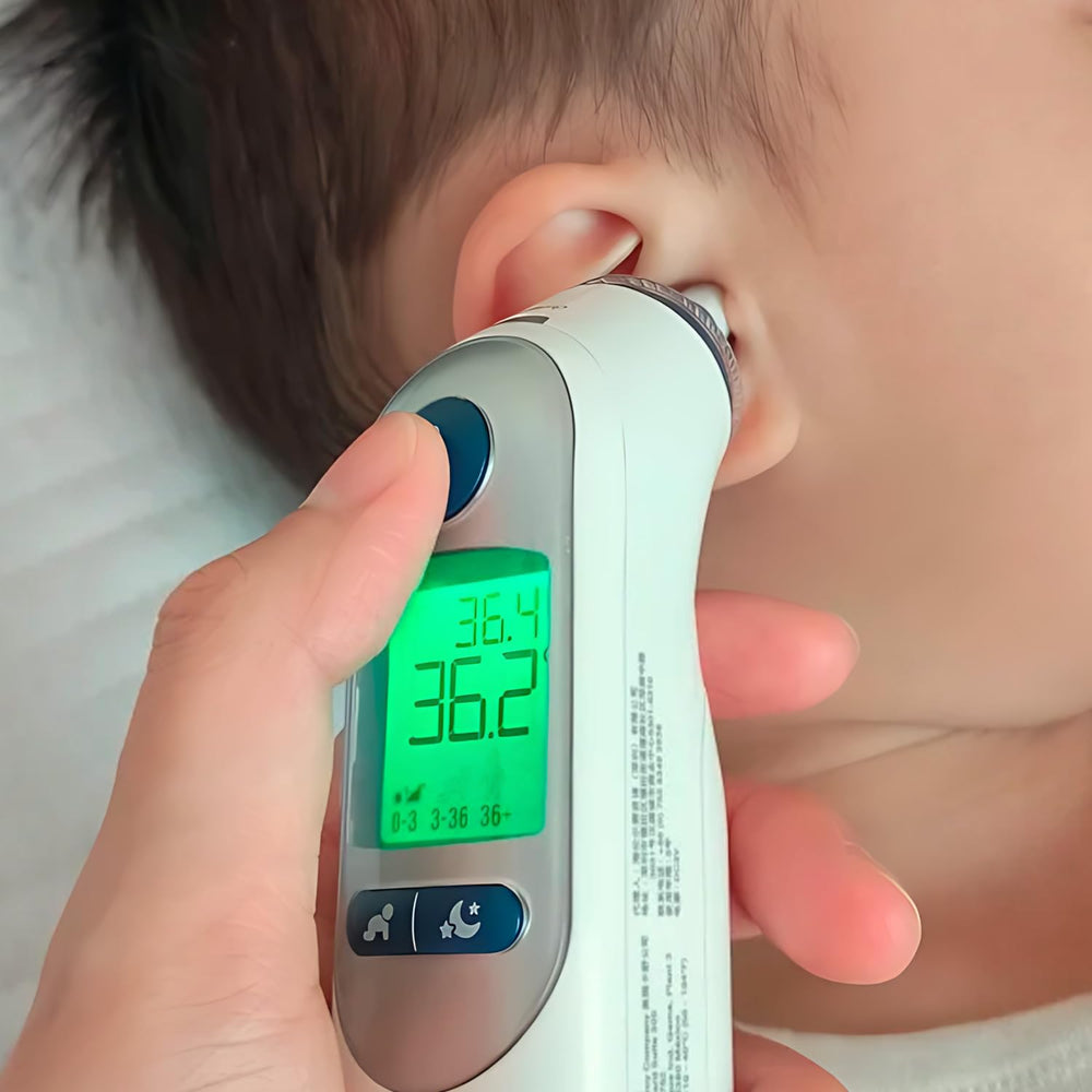 BEPEPFUL escena familiar midiendo temperatura, práctico para hogares