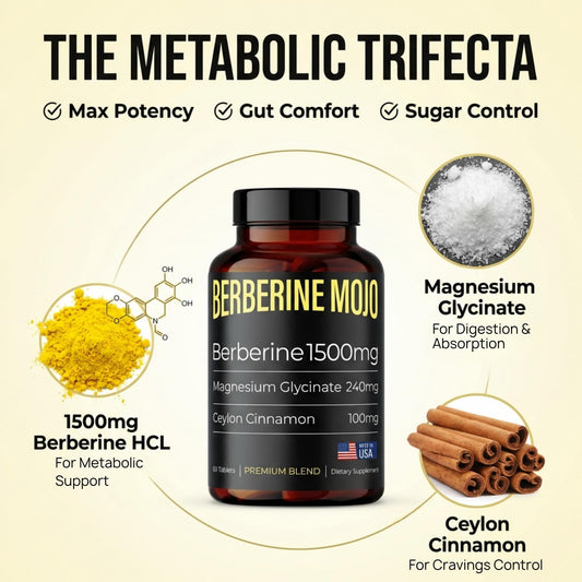 Berberine Mojo tabletas cerca mostrando forma fácil de tragar y dosificación