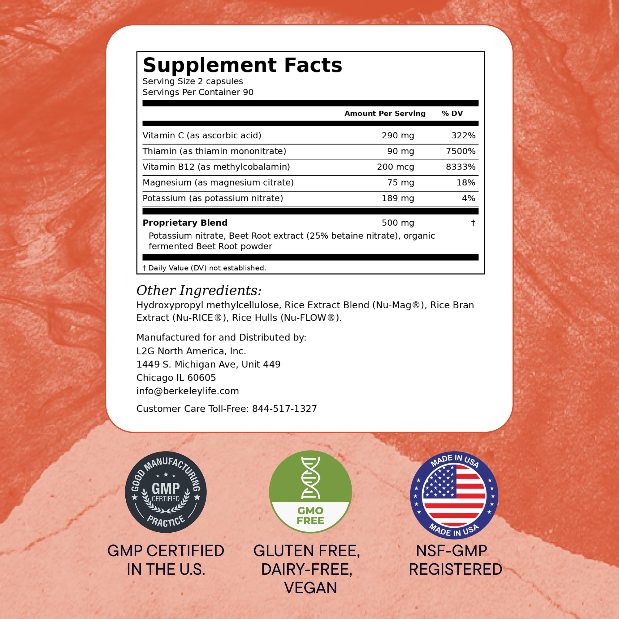 Ingredientes clave Berkeley Life: remolacha y vitamina C que favorecen la conversión a NO