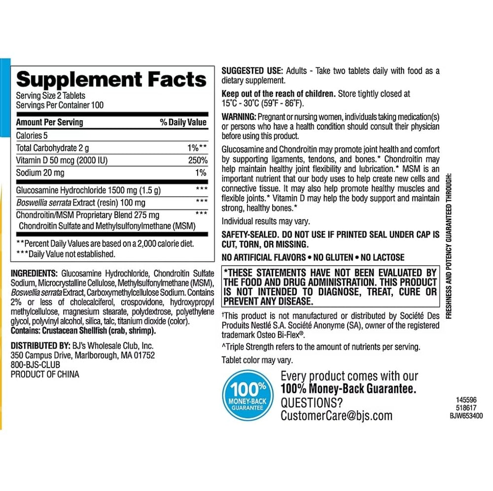 Uso diario de Berkley Jensen Glucosamina Condroitina MSM