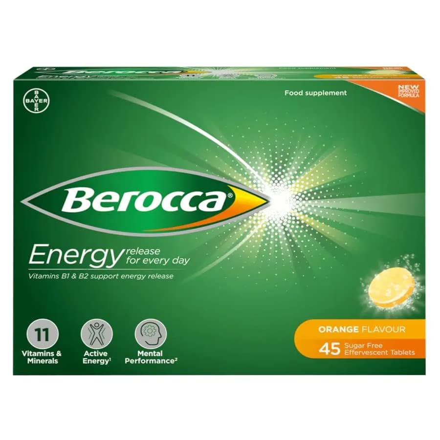 Berocca naranja tabletas en mano: portátil y fácil de llevar