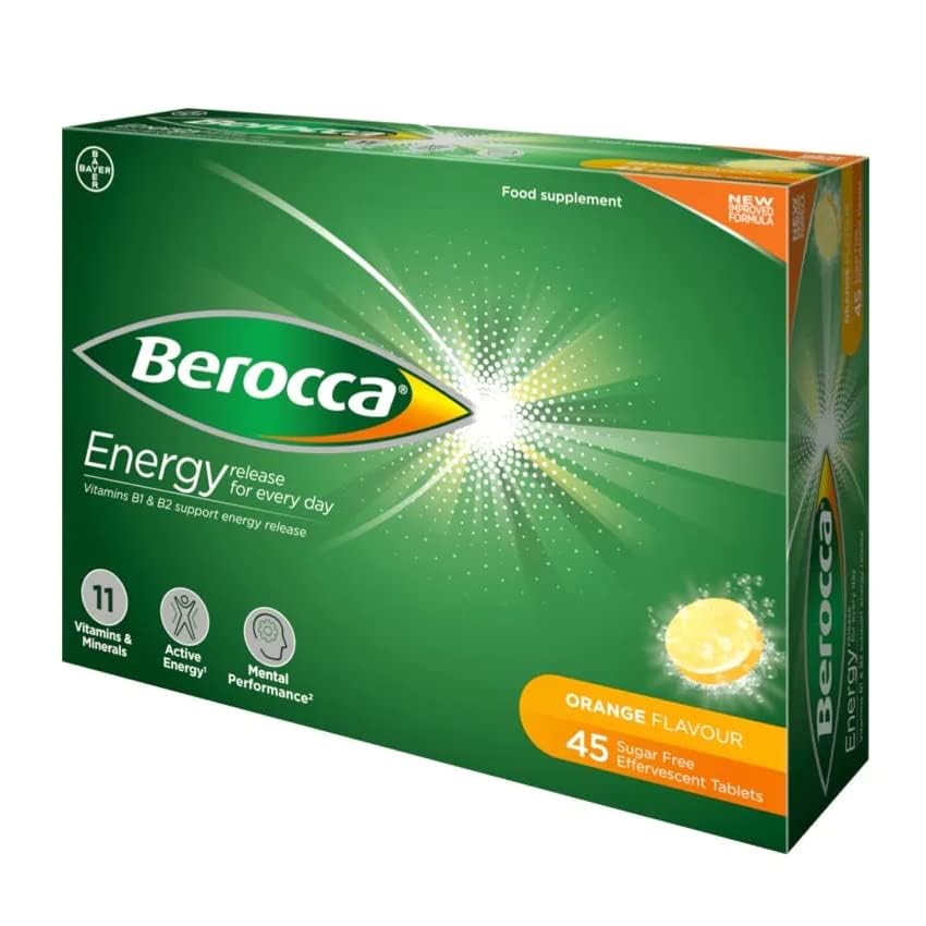 Escena de cocina con Berocca junto a desayuno saludable