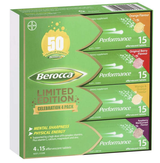 Berocca tabletas naranja, disueltas en agua para un impulso refrescante.