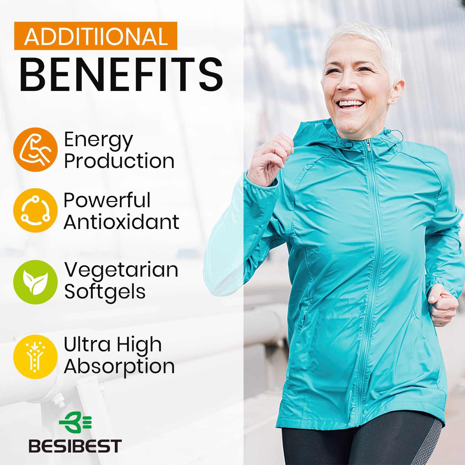 Besibest en entorno estilo de vida saludable transmitiendo suplementación diaria