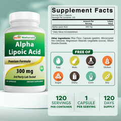 Best Naturals detalle de la etiqueta que muestra dosis 300 mg y certificaciones de calidad